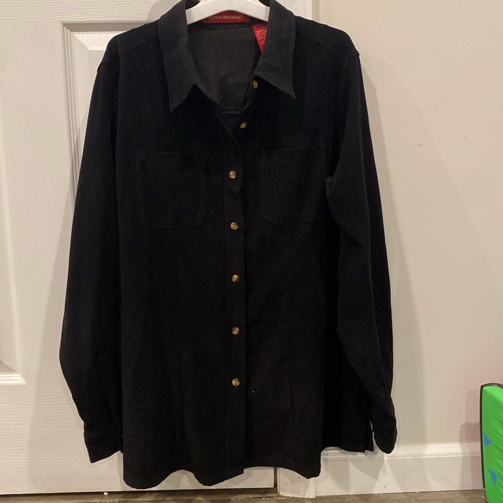 Gloria Vanderbilt Black Button Down Shirt - Size XL     women’s extra large tops